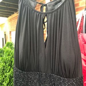 Long black formal gown with halter neckline 18